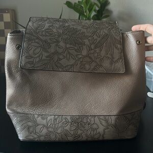 Darcy Marks London Floral Embossed Backpack - Taupe
